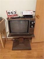 20" Old TV, Converter and Stand, 5" B&W TV