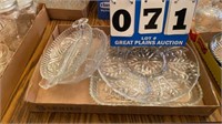Lot of Clear Glass Dishes and Platters