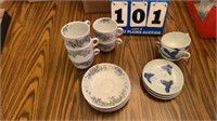 Lot of Cups and Saucers, 2 Designs