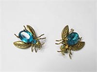 2 Vintage Bee Brooches Sined Czech