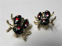 2 Enameled Lady Bug Pins