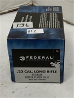 (500 Rds) .22 LR Ammo Copper Plated Solid 1240 FPS