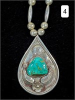 Navajo Silver & Turquoise Pendant