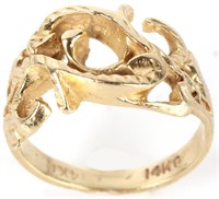 14K TWISTED YELLOW GOLD LADIES RING