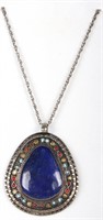 BLUE LAPIS TURQUOISE & CORAL STONE NECKLACE