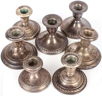 STERLING SILVER WEIGHTED CANDLEHOLDERS - LOT OF 7