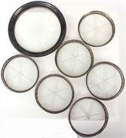 STERLING SILVER & GLASS COASTERS - LOT OF 7