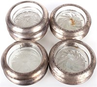 FRANK M WHITING STERLING SILVER GLASS COASTERS - 9