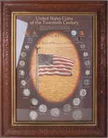 20TH CENTURY U.S. COIN SET IN FRAME 1896-1976