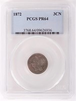 1872 PCGS PR64 3 CENT NICKEL