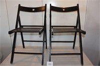 Pair of Black Wooden Folding Chairs