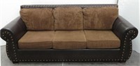 Faux Leather & Upholstery Nailhead Trim Sofa
