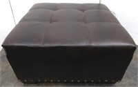 Large Square Faux Leather Nailhead Trim Ottoman