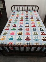 Handmade Ships Quilt Baby Blue Backing