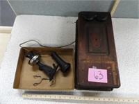Antique Wood Box Telephone with all parts