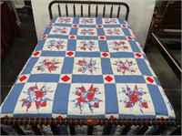 Blue, Red, White Handmade Quilt