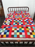 Colorful Tied Squares Quilt