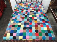Colorful Tied Quilt W/ Gray Backing
