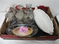 Vintage Glassware / Serving Tray Lot