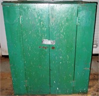 Industrial Wooden Cabinet with Old Green Paint