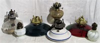 Lot of 7 Oil Lamps  No Chimneys