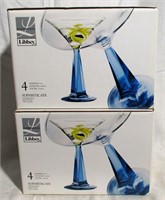 Lot of 8 Libbey Sapphire Blue Stem Martini Glasses