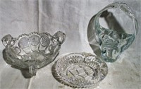Lot of 3 Decorative Heavy Glassware Pieces