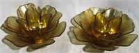 Pair of Decorative Glass Flower Candle Holders