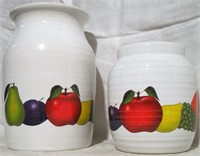 Pair of Fruit Decorated Pottery Pieces