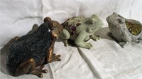 Lot of 3 Large Decorative Frogs