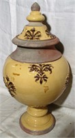 Large Lidded Yellow Porch Urn