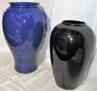 Decorative Black and Blue Glass Vases
