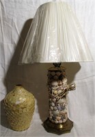 Sea Shell Decorator Lamp and Sealed Vase