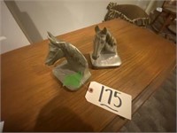 Solid Brass Bookends-pair-old Horse Heads