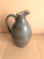 Brown Handled Pottery Pitcher 9" Marked 60