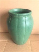 Green Wide Mouth Pottery Vase 9"