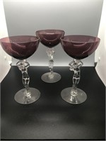 3X's Amethyst Nude Cambridge Wine Glasses 7-1/2"