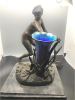 Bronze/Marble Nude Tulip Lamp Signed Louis Convers
