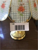 Touch On Gold Brass Glass Panel Shade  Lamp Floral