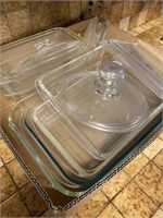 Pyrex Cake Pans And Misc Glass Lids