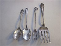 .925 Silver Lot of 2 Forks & 2 Spoons