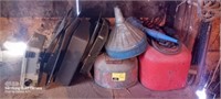 Lot of gas cans,roof vents,funnel