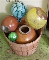 Basket of various yard globe