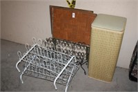 WIRE SHOE RACKS, HAMPER AND TV TABLES