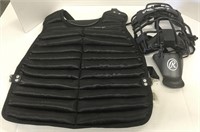 Rawlings catcher helmet and chest gear