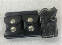 Small Leather Gun holster and leather ammo