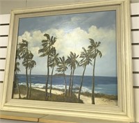 E. Ponther palm tree painting 29 x 25 inches