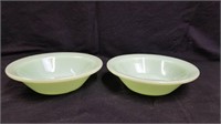 2 x Fire King Jadeite 6" Cereal Bowls