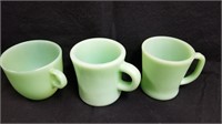 3 x Fire King Jadeite Assorted Cups/Mugs