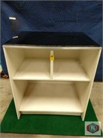 Cabinet wood and acrylic. 2 shelves